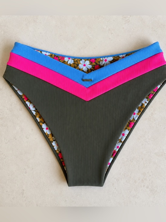 Maaji Other - Maaji Reversible High Waisted Ribbed Floral Bikini Bottoms